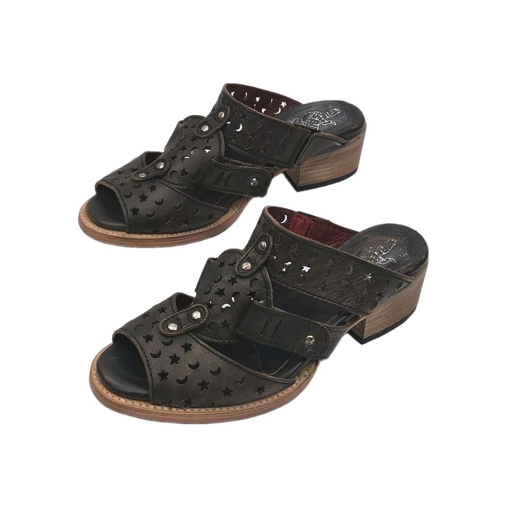 Freebird Sandal Shoe Moonstar Leather Women Sz 9 Rock Boho Biker 2" Chunky Heel